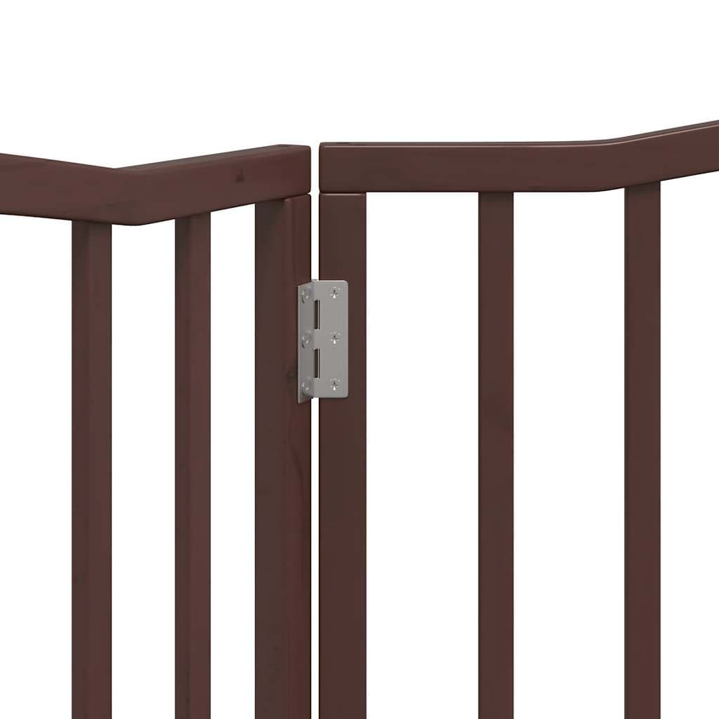 Cancello Cani Pieghevole 2 Pannelli Marrone 160cm Legno Pioppo — miniatura 7 di 8