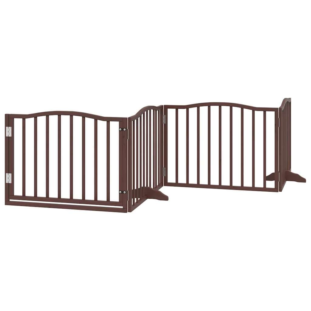 Cancello Cani Porta Pieghevole Marrone 4 Pannelli 320cm Pioppo — miniatura 2 di 10