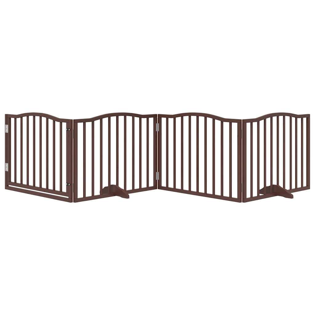 Cancello Cani Porta Pieghevole Marrone 4 Pannelli 320cm Pioppo — miniatura 3 di 10
