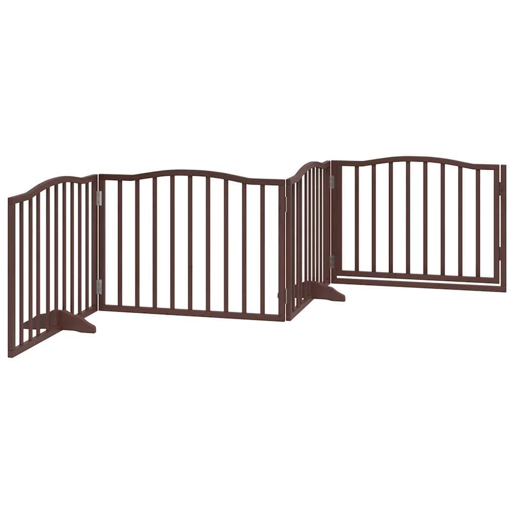 Cancello Cani Porta Pieghevole Marrone 4 Pannelli 320cm Pioppo — miniatura 5 di 10
