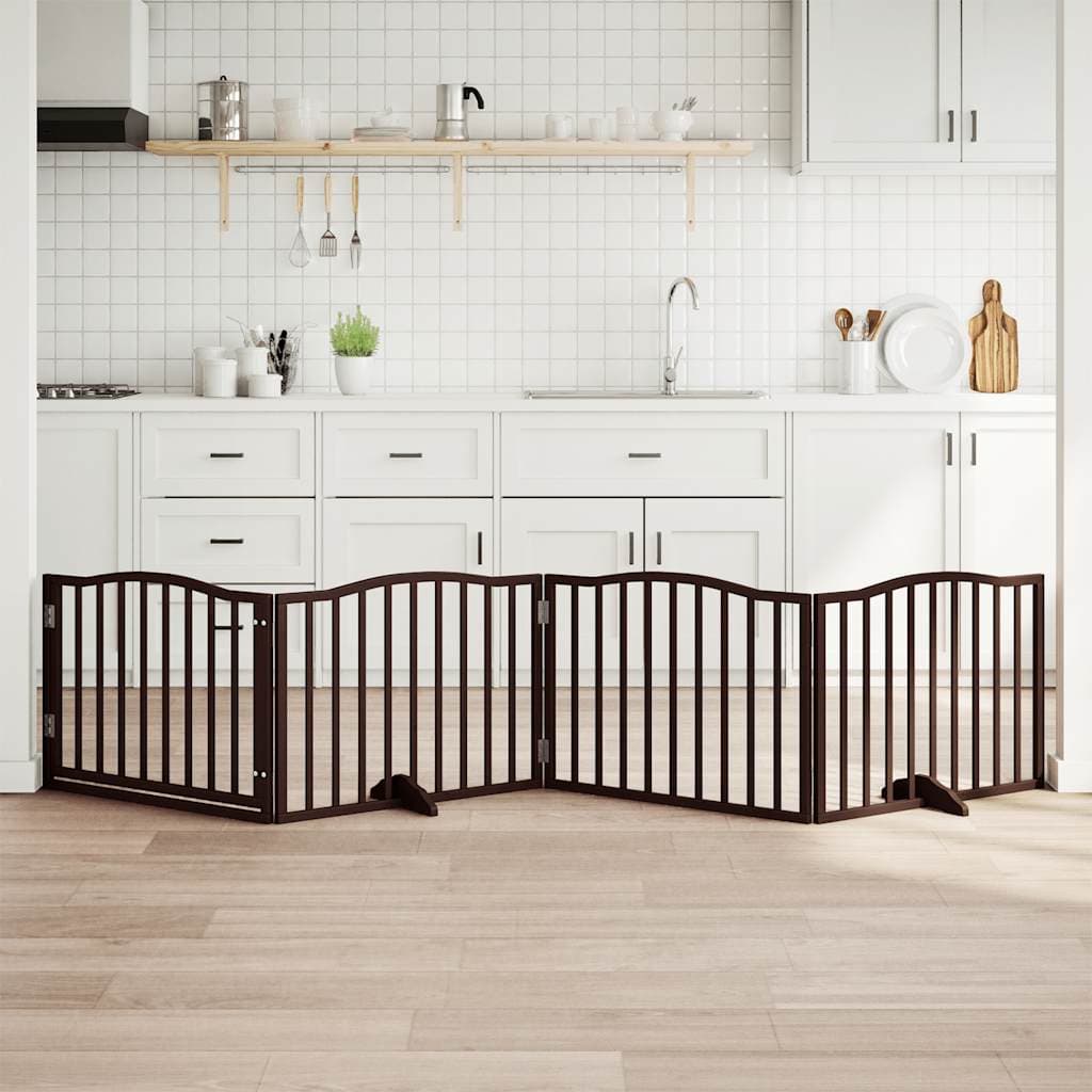 Cancello Cani Porta Pieghevole Marrone 4 Pannelli 320cm Pioppo — miniatura 1 di 10
