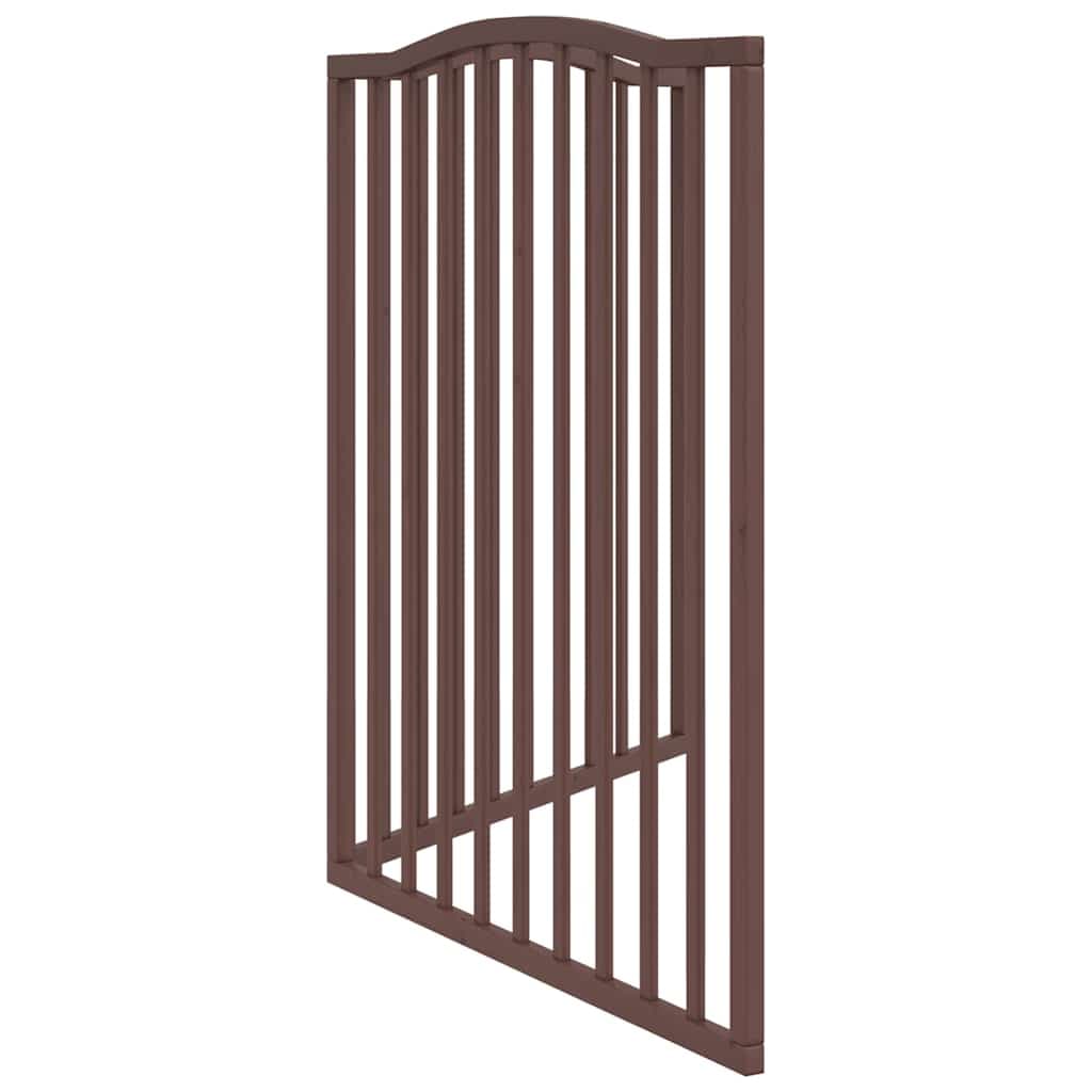 Cancello Cani Pieghevole 2 Pannelli Marrone 160cm Legno Pioppo — miniatura 4 di 8