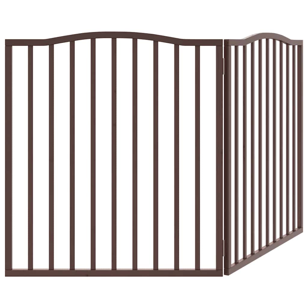 Cancello Cani Pieghevole 2 Pannelli Marrone 160cm Legno Pioppo — miniatura 5 di 8