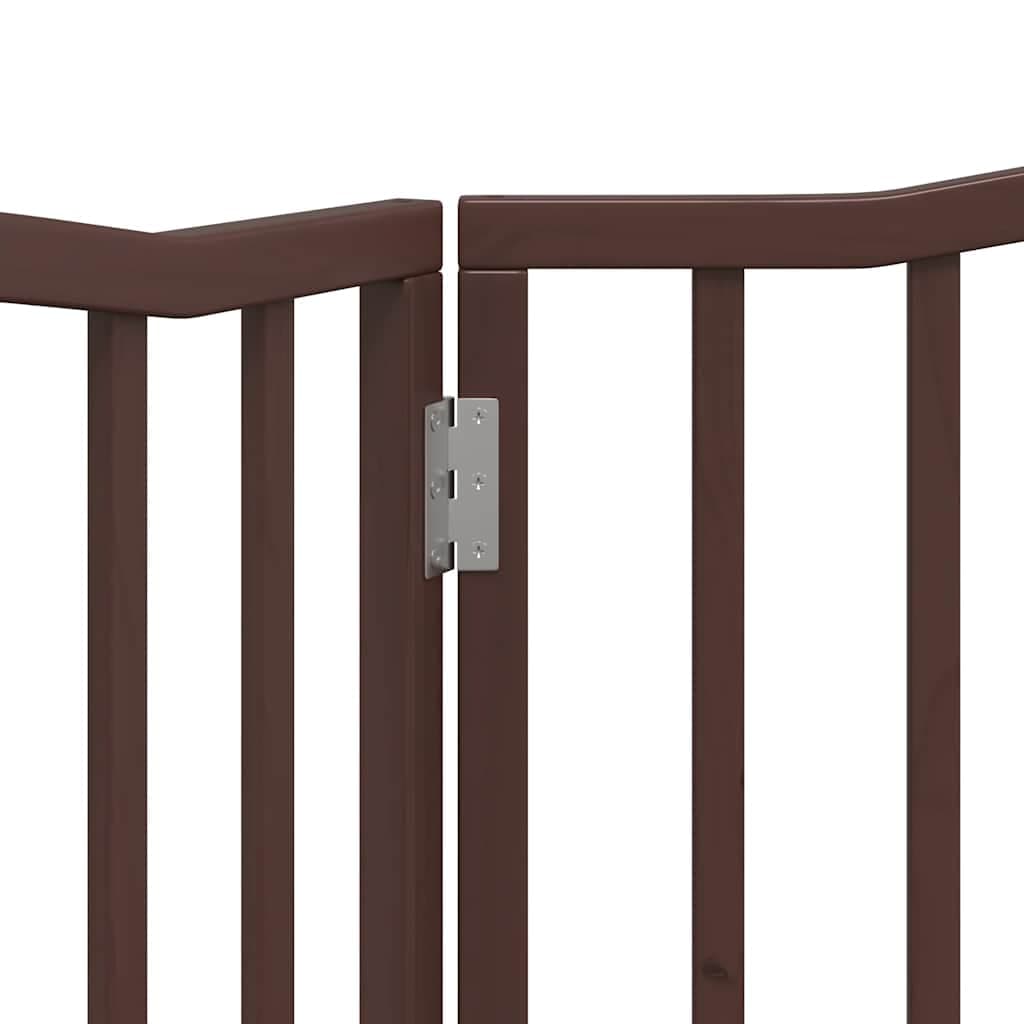 Cancello Cani Pieghevole 2 Pannelli Marrone 160cm Legno Pioppo — miniatura 7 di 8