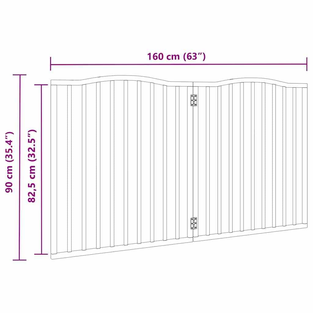 Cancello Cani Pieghevole 2 Pannelli Marrone 160cm Legno Pioppo — miniatura 8 di 8