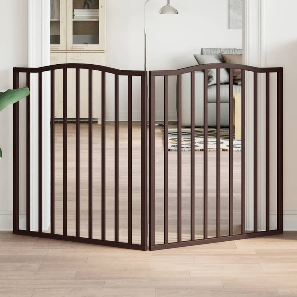 Cancello Cani Pieghevole 2 Pannelli Marrone 160cm Legno Pioppo — miniatura 1 di 8