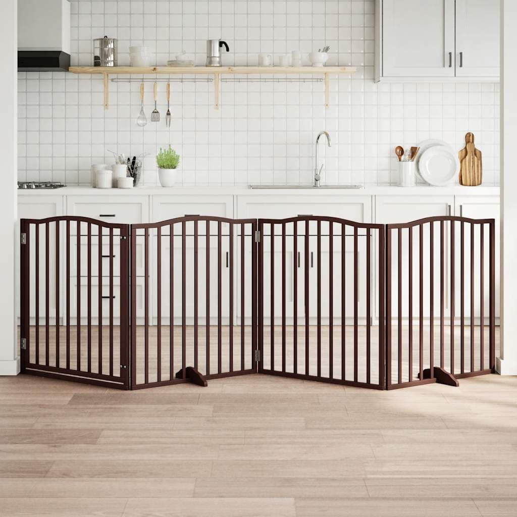 Cancello Cani Porta Pieghevole Marrone 4 Pannelli 320cm Pioppo — miniatura 1 di 10