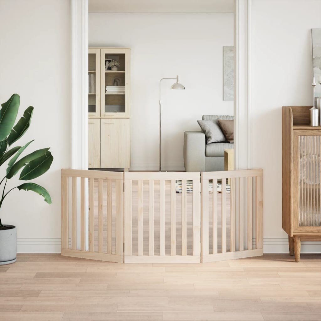 Cancelletto per cani pieghevole a 3 pannelli 150 cm in legno di pioppo — miniatura 3 di 8