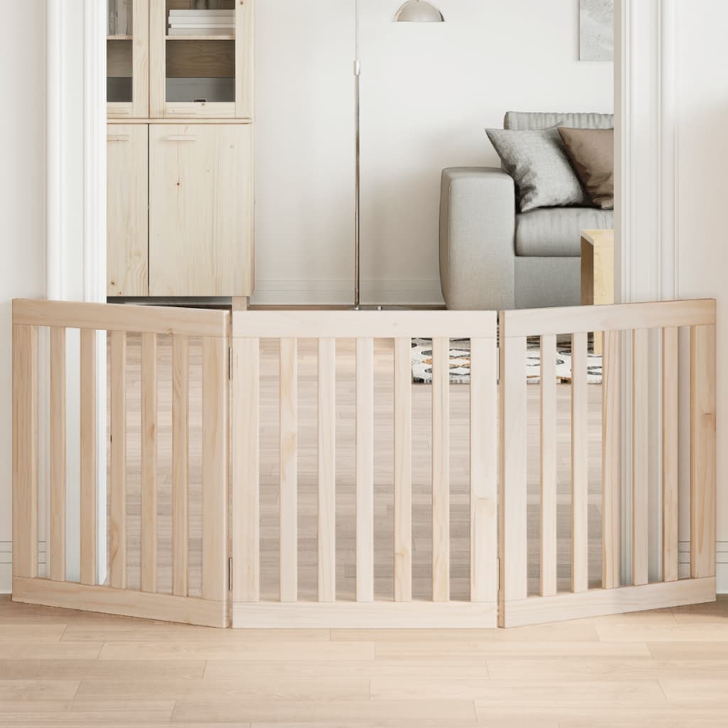 Cancelletto per cani pieghevole a 3 pannelli 150 cm in legno di pioppo — miniatura 1 di 8