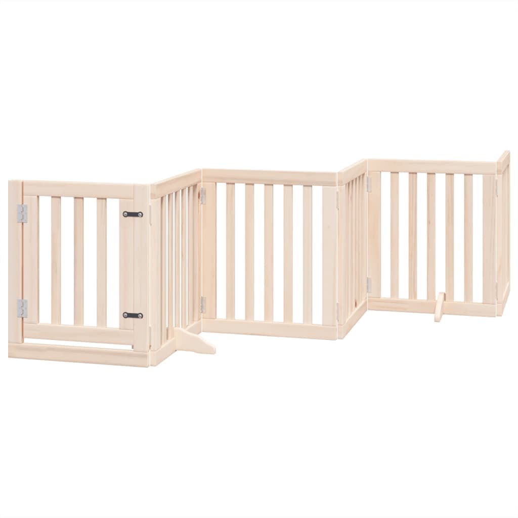 Cancelletto per cani con porta pieghevole 6 pannelli 300 cm in legno di pioppo — miniatura 2 di 10