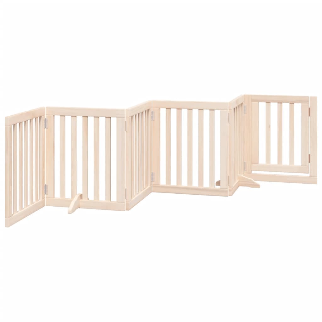 Cancelletto per cani con porta pieghevole 6 pannelli 300 cm in legno di pioppo — miniatura 5 di 10