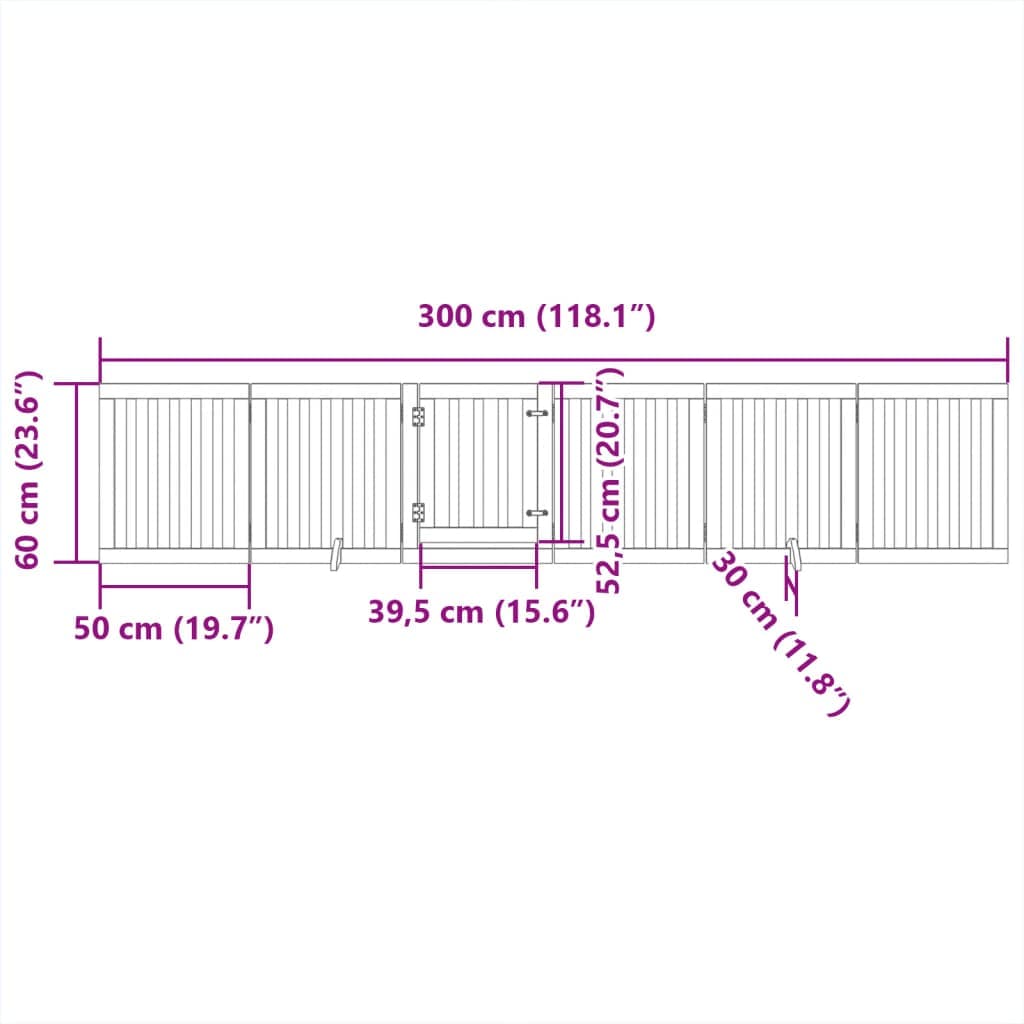 Cancelletto per cani con porta pieghevole 6 pannelli 300 cm in legno di pioppo — miniatura 10 di 10