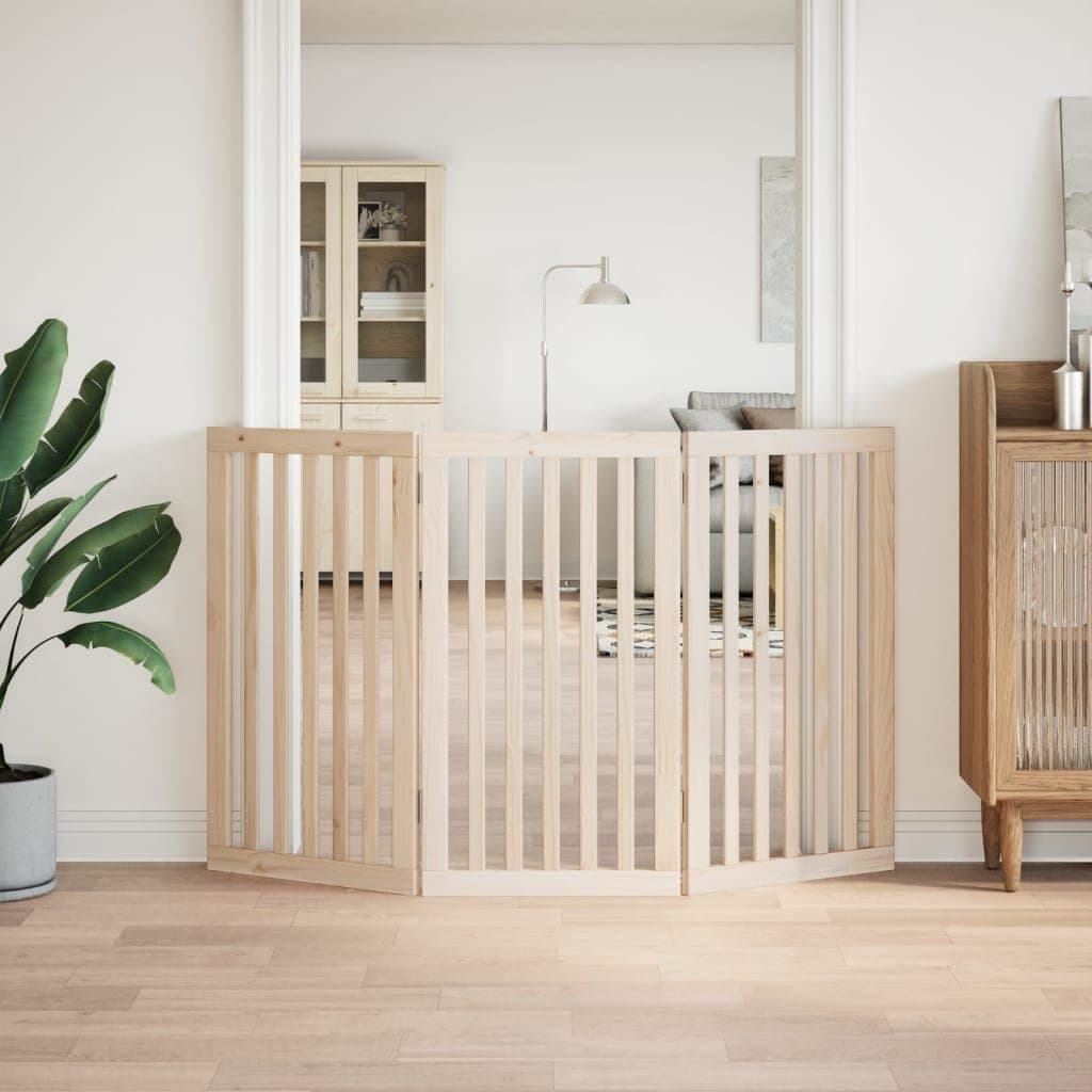 Cancelletto per cani pieghevole a 3 pannelli 150 cm in legno di pioppo — miniatura 3 di 8