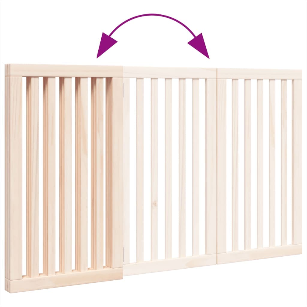 Cancelletto per cani pieghevole a 3 pannelli 150 cm in legno di pioppo — miniatura 6 di 8