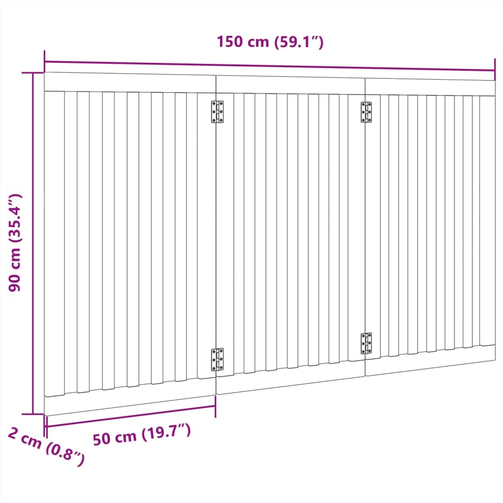 Cancelletto per cani pieghevole a 3 pannelli 150 cm in legno di pioppo — miniatura 8 di 8