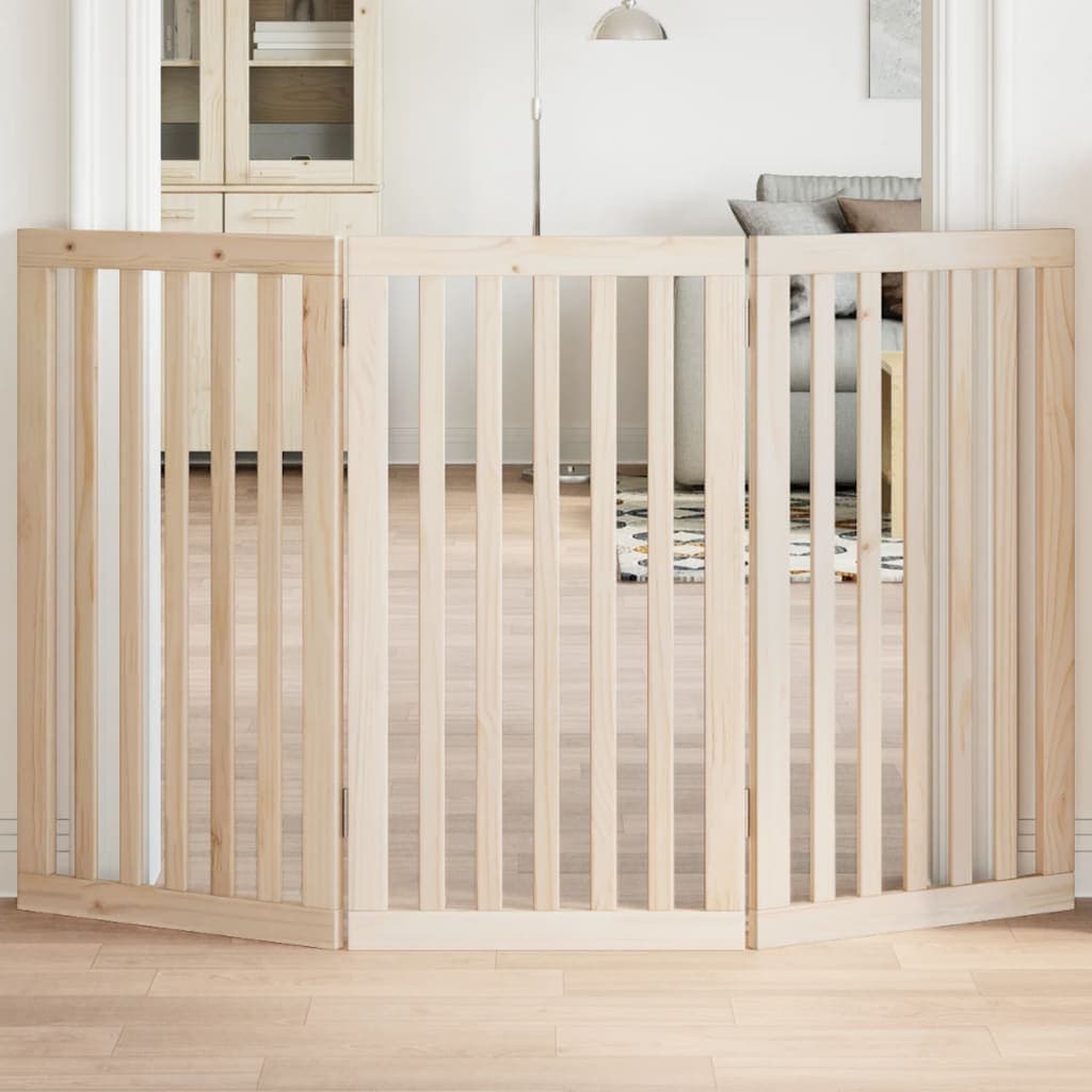 Cancelletto per cani pieghevole a 3 pannelli 150 cm in legno di pioppo — miniatura 1 di 8