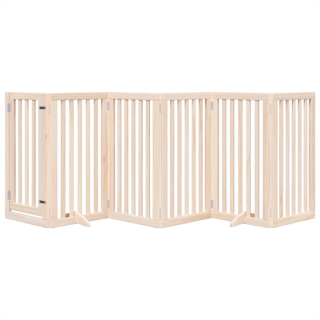 Cancelletto per cani con porta pieghevole 6 pannelli 300 cm in legno di pioppo — miniatura 3 di 10