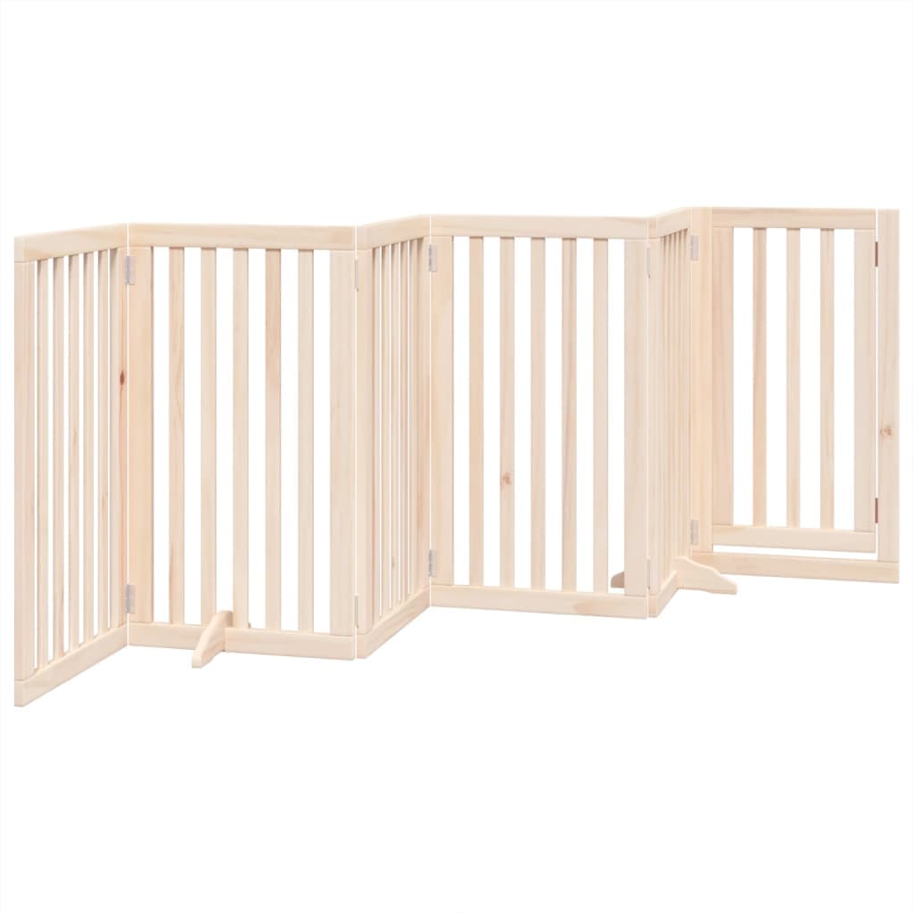 Cancelletto per cani con porta pieghevole 6 pannelli 300 cm in legno di pioppo — miniatura 5 di 10