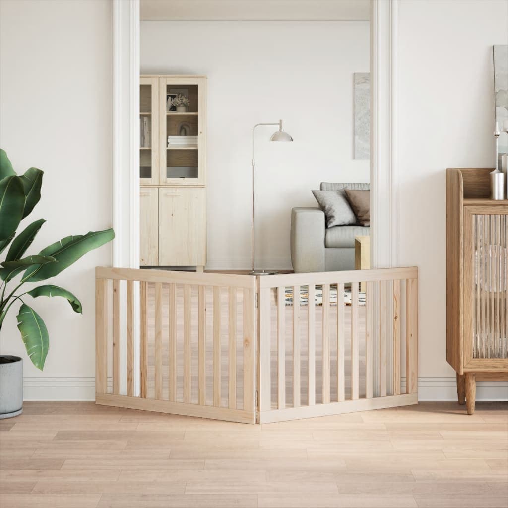 Cancelletto per cani pieghevole 2 pannelli 160 cm in legno di pioppo — miniatura 3 di 8