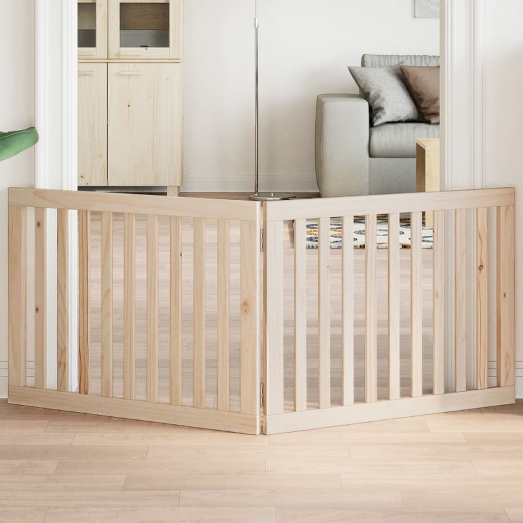 Cancelletto per cani pieghevole 2 pannelli 160 cm in legno di pioppo — miniatura 1 di 8