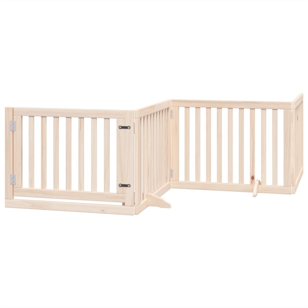 Cancelletto per cani con porta pieghevole 4 pannelli 320 cm in legno di pioppo — miniatura 2 di 10