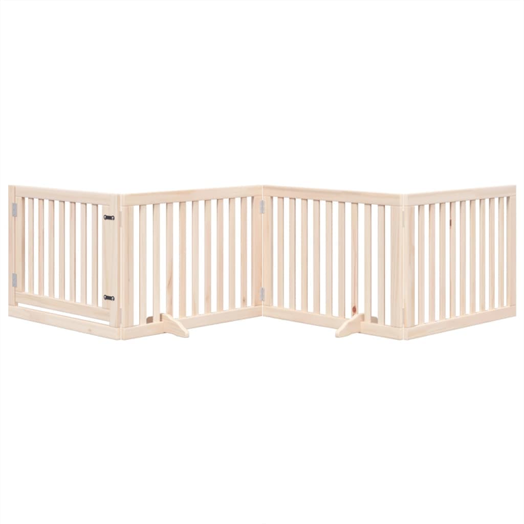 Cancelletto per cani con porta pieghevole 4 pannelli 320 cm in legno di pioppo — miniatura 3 di 10