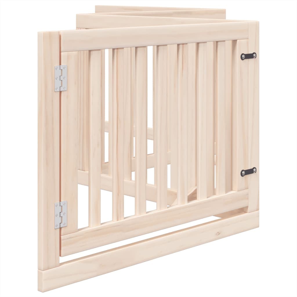 Cancelletto per cani con porta pieghevole 4 pannelli 320 cm in legno di pioppo — miniatura 4 di 10