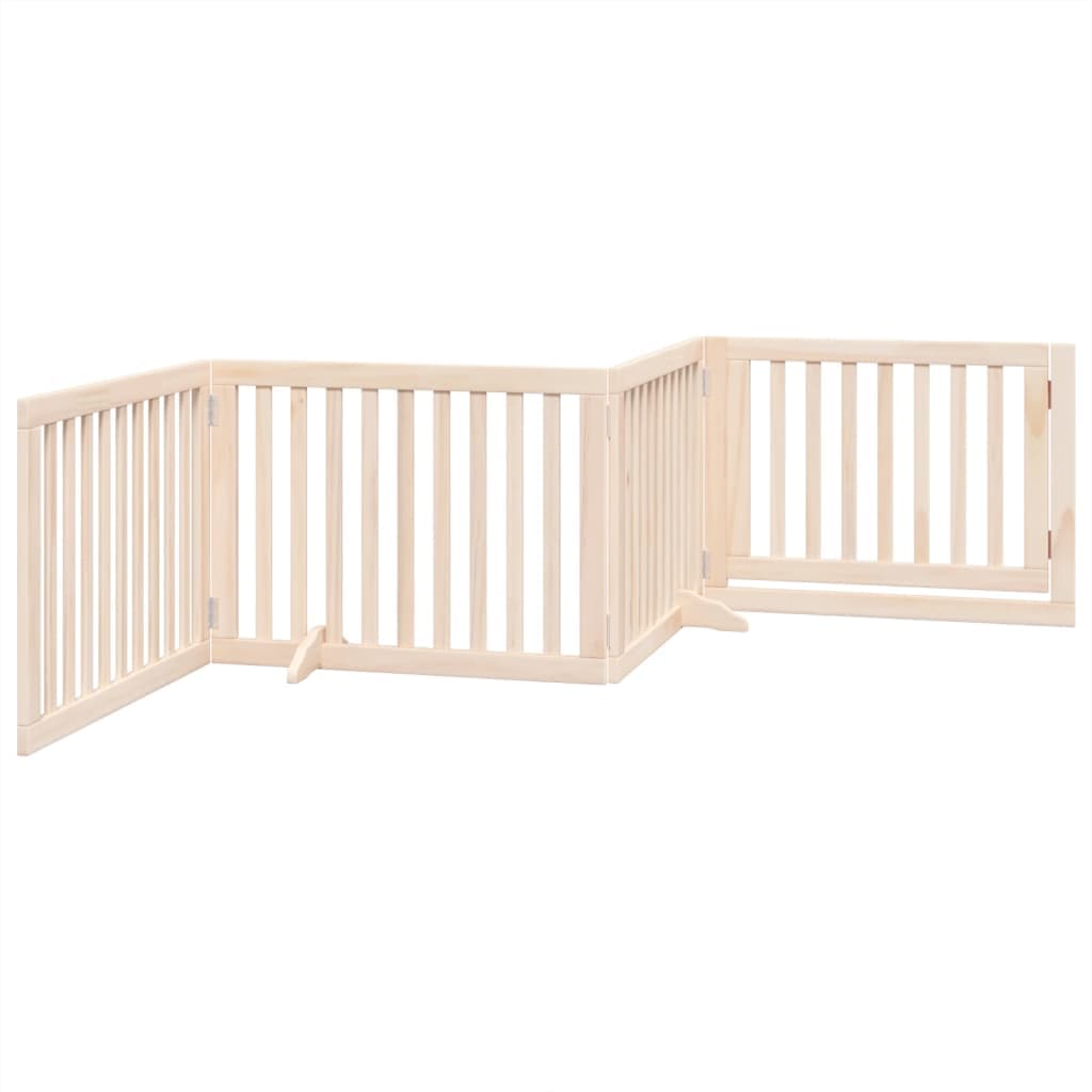 Cancelletto per cani con porta pieghevole 4 pannelli 320 cm in legno di pioppo — miniatura 5 di 10