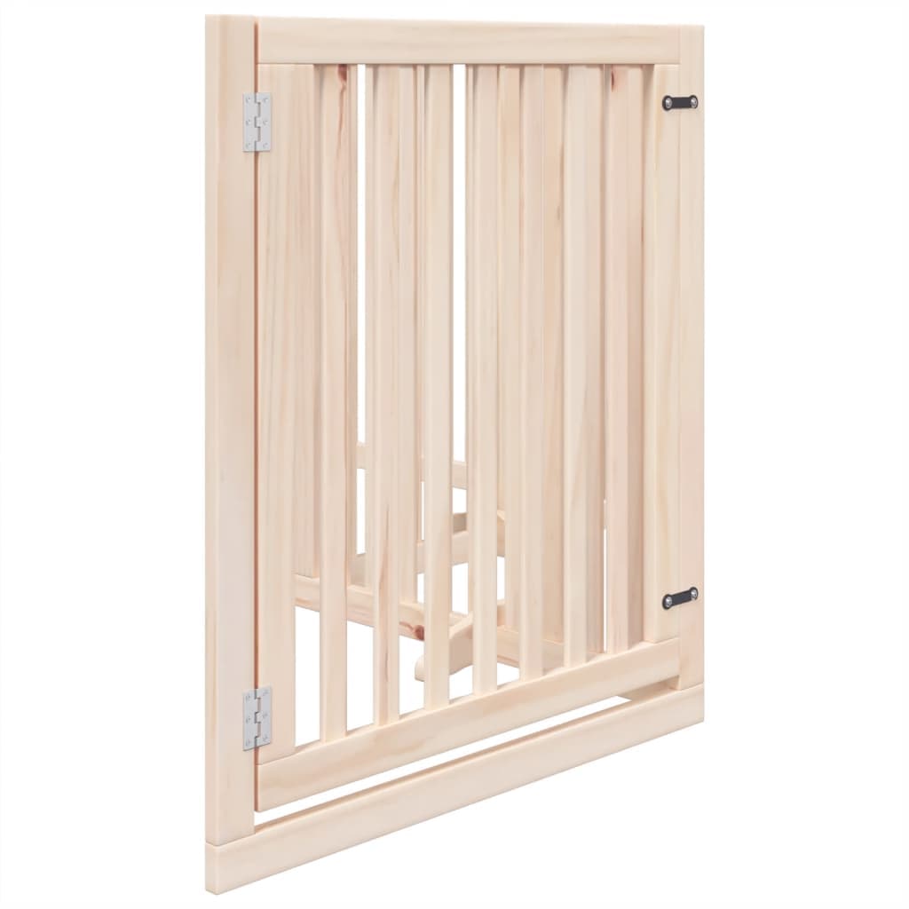 Cancello per Cani con Porta Pieghevole 4 Pannelli 320 cm Pioppo — miniatura 4 di 10