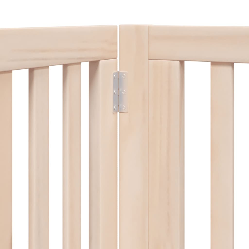 Cancello per Cani con Porta Pieghevole 4 Pannelli 320 cm Pioppo — miniatura 7 di 10