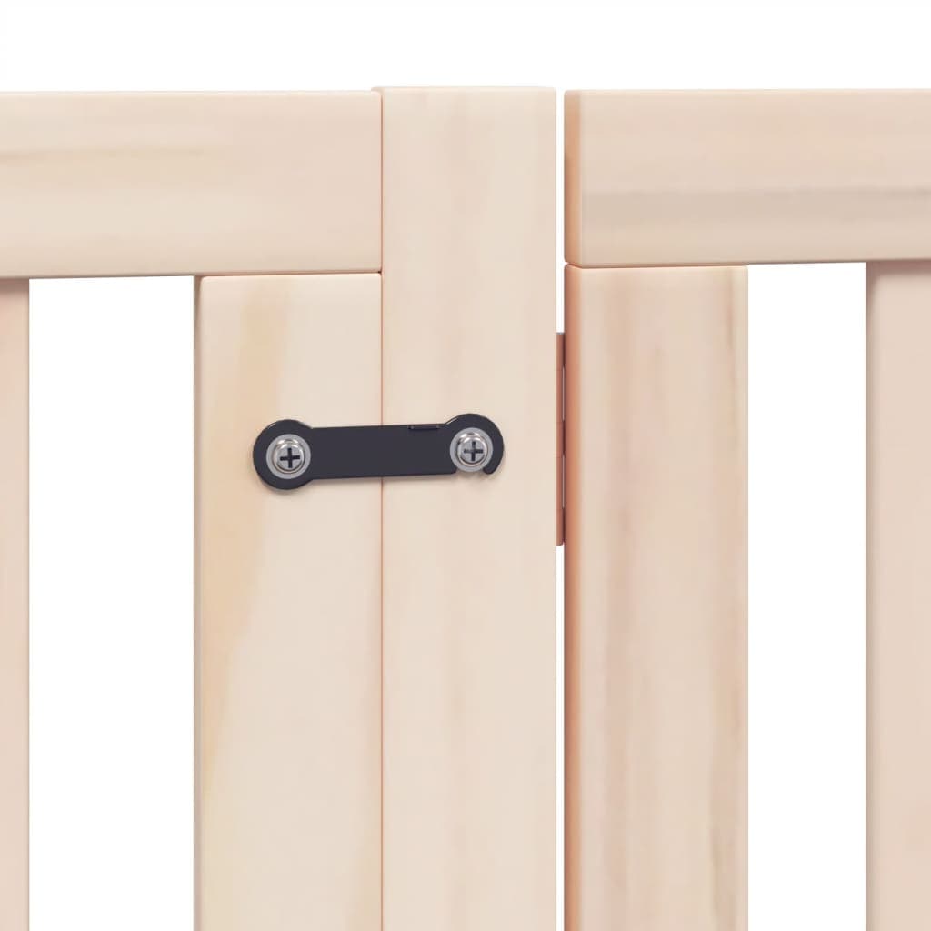 Cancello per Cani con Porta Pieghevole 4 Pannelli 320 cm Pioppo — miniatura 8 di 10