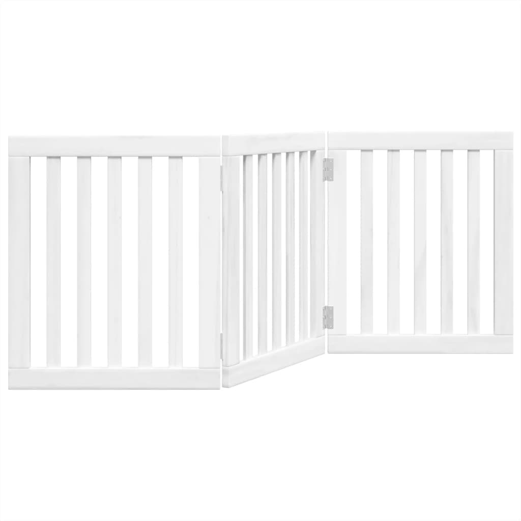 Cancello per Cani Pieghevole 3 Pannelli Bianco 150 cm Pioppo — miniatura 2 di 8