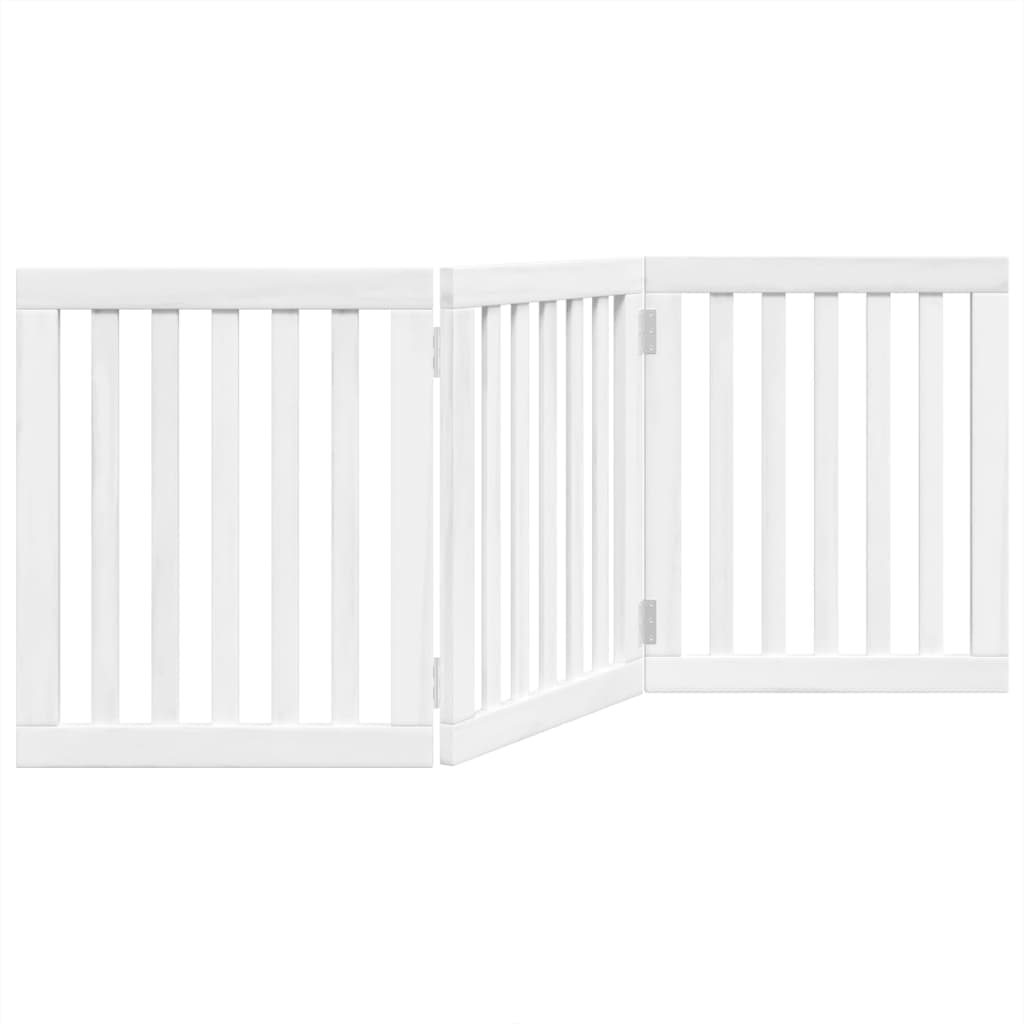 Cancello per Cani Pieghevole 3 Pannelli Bianco 150 cm Pioppo — miniatura 5 di 8