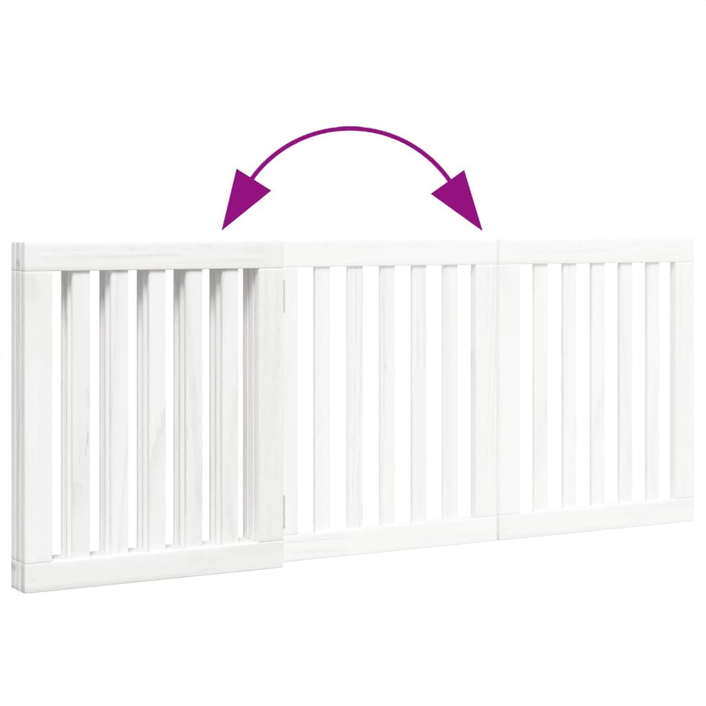Cancello per Cani Pieghevole 3 Pannelli Bianco 150 cm Pioppo — miniatura 6 di 8