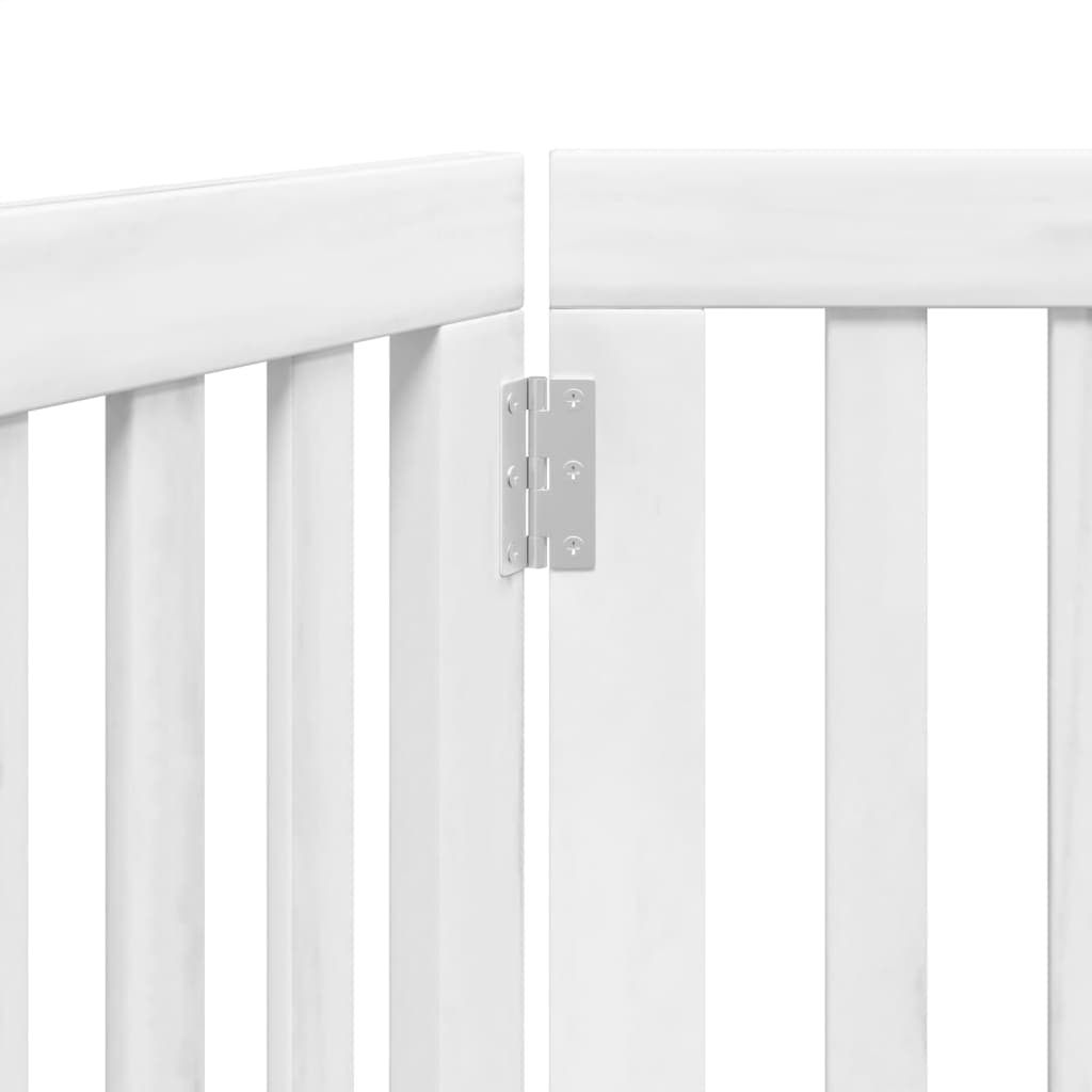 Cancello per Cani Pieghevole 3 Pannelli Bianco 150 cm Pioppo — miniatura 7 di 8