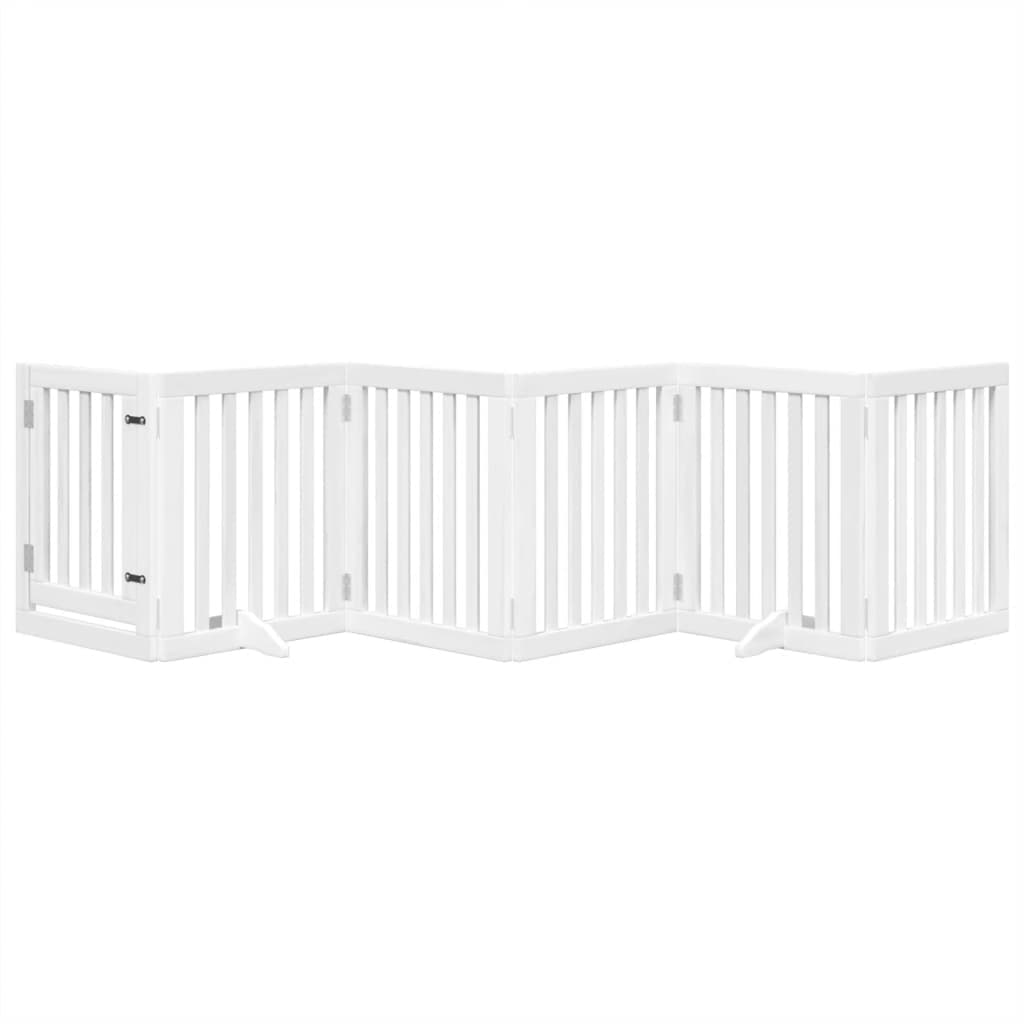 Cancello Cani Porta Pieghevole Bianco 6 Pannelli 300 cm Pioppo — miniatura 3 di 10