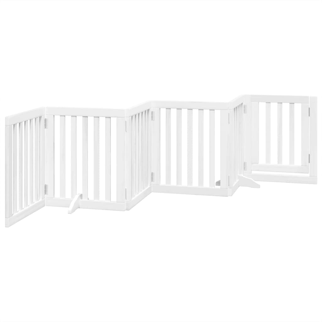 Cancello Cani Porta Pieghevole Bianco 6 Pannelli 300 cm Pioppo — miniatura 5 di 10