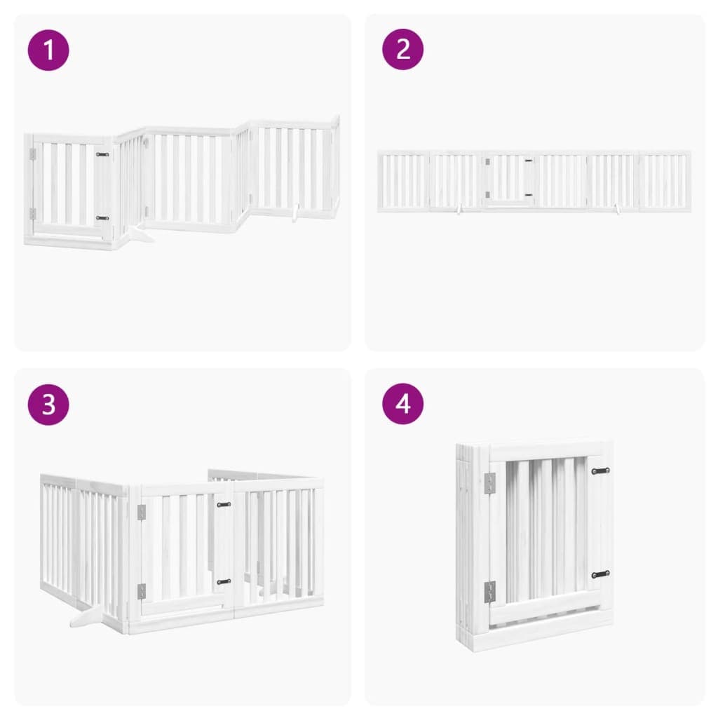 Cancello Cani Porta Pieghevole Bianco 6 Pannelli 300 cm Pioppo — miniatura 6 di 10