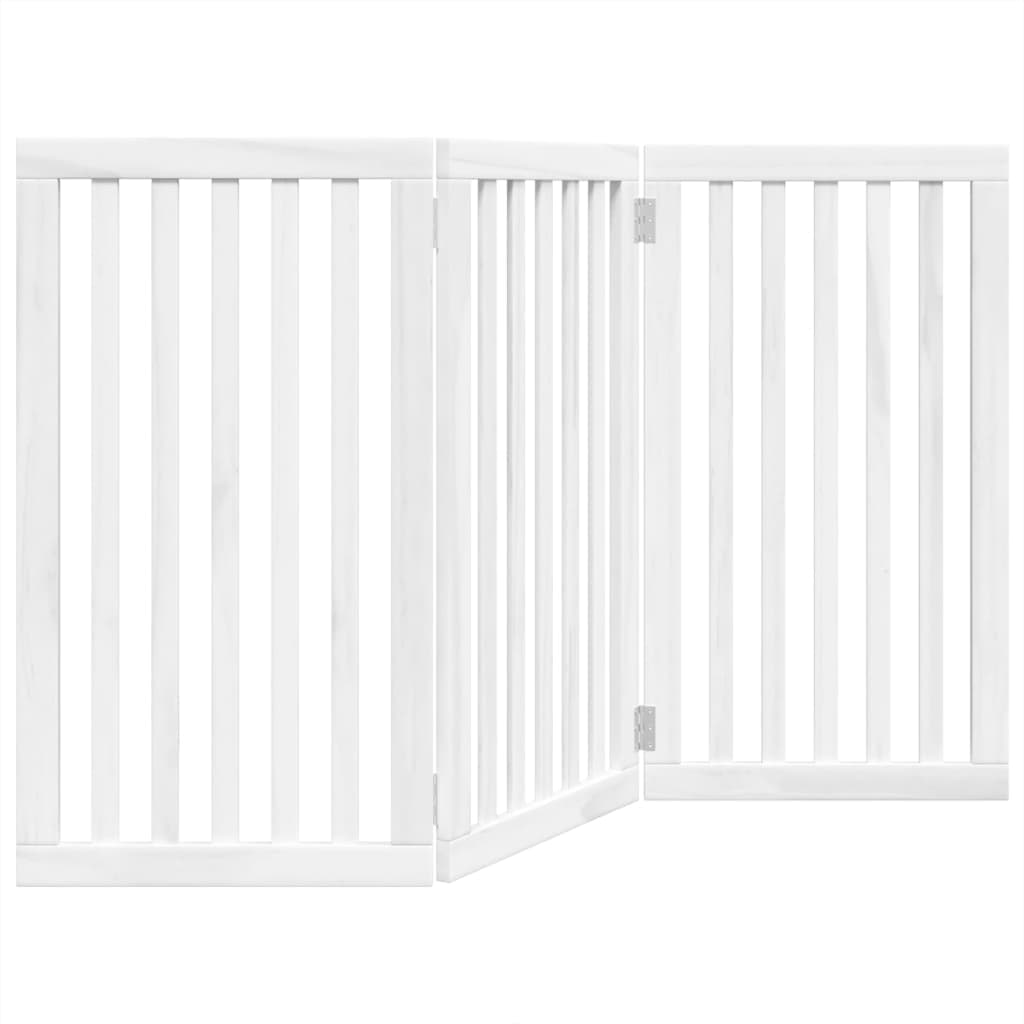 Cancello per Cani Pieghevole 3 Pannelli Bianco 150 cm Pioppo — miniatura 2 di 8