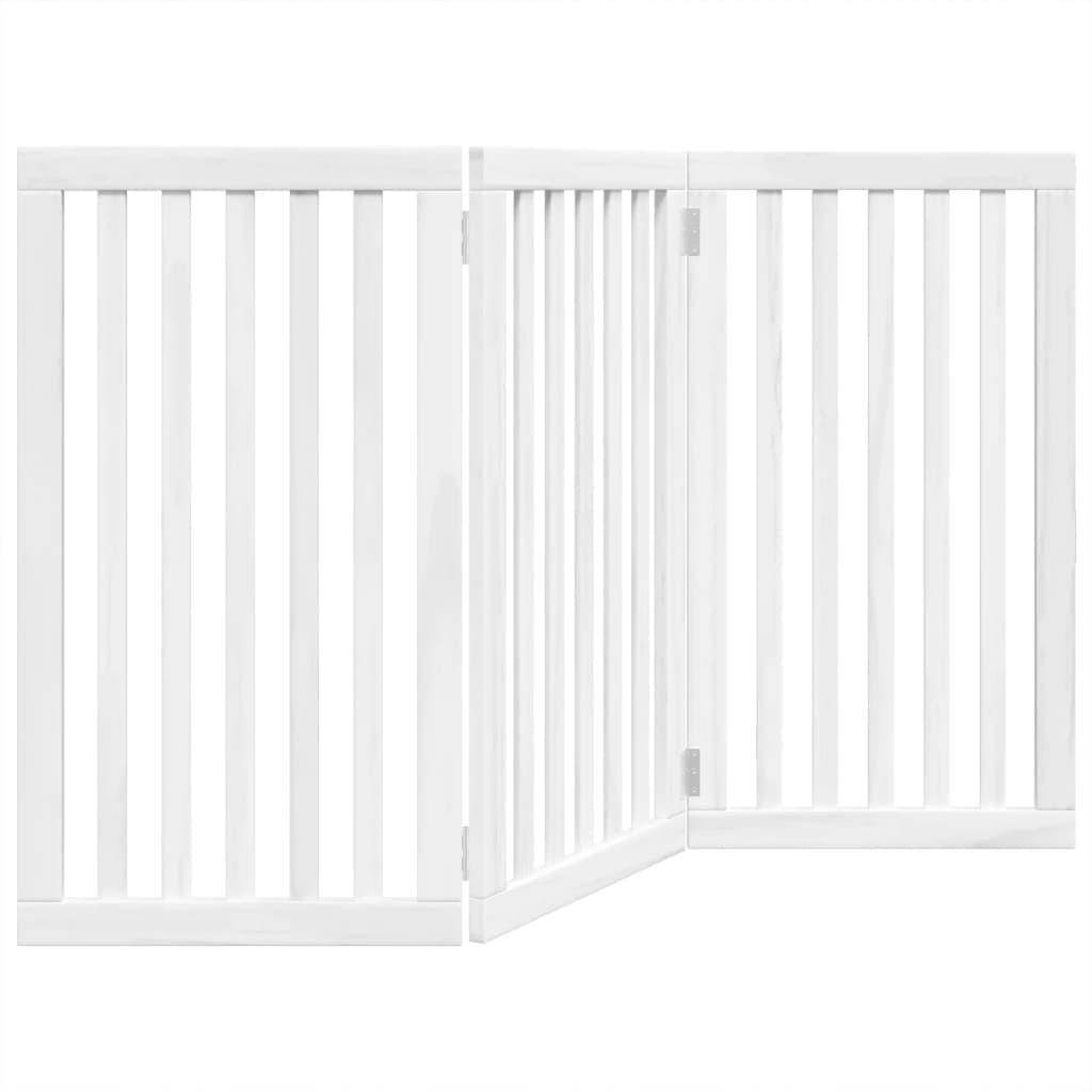 Cancello per Cani Pieghevole 3 Pannelli Bianco 150 cm Pioppo — miniatura 5 di 8