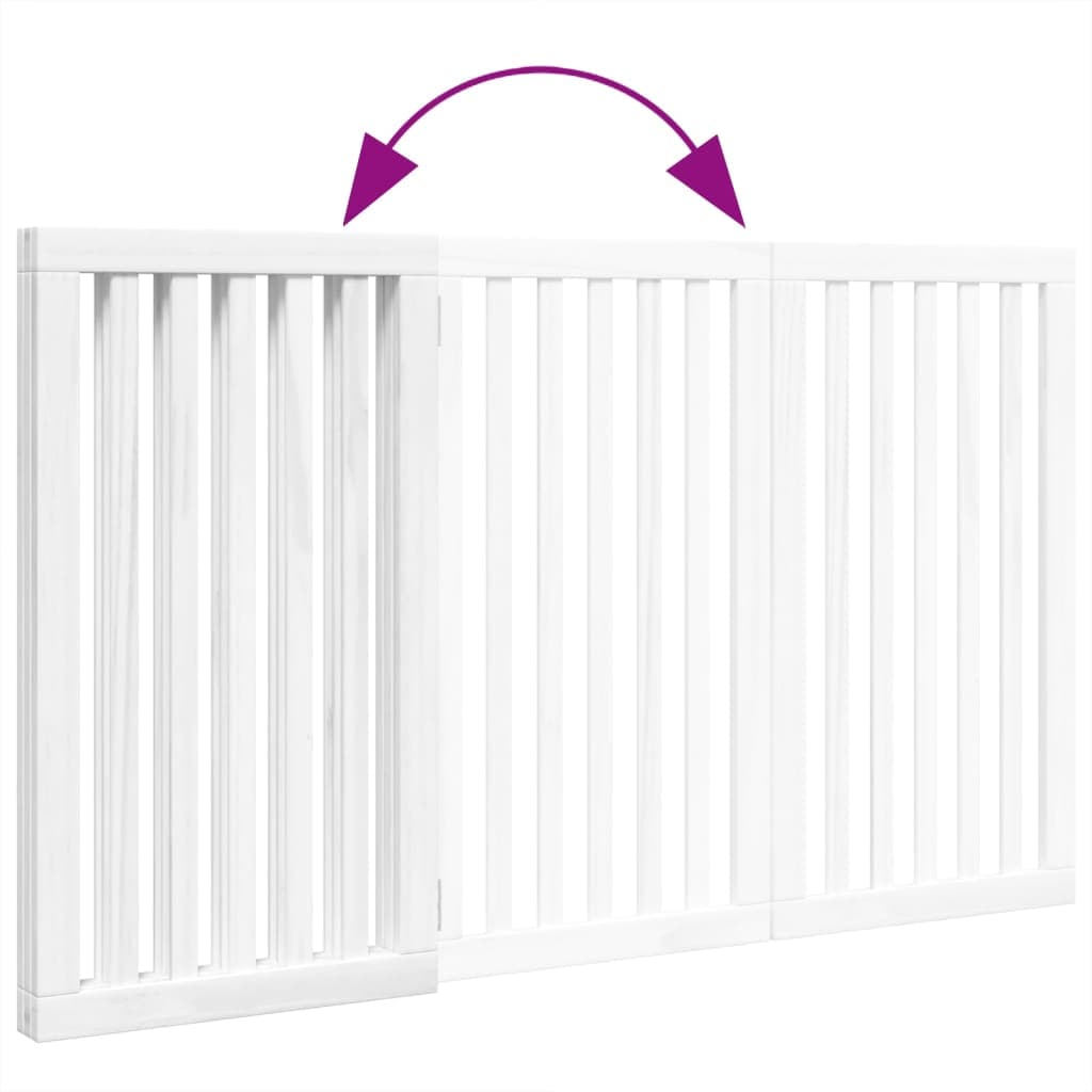 Cancello per Cani Pieghevole 3 Pannelli Bianco 150 cm Pioppo — miniatura 6 di 8
