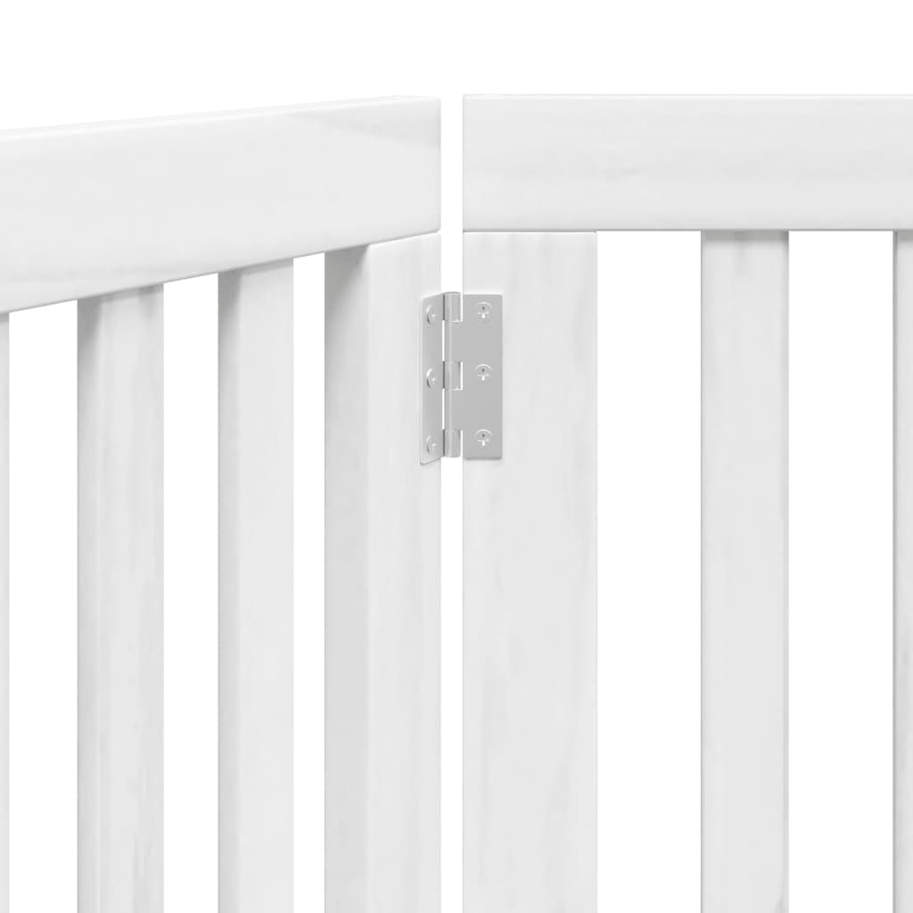 Cancello per Cani Pieghevole 3 Pannelli Bianco 150 cm Pioppo — miniatura 7 di 8