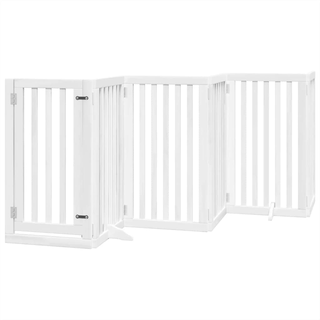 Cancello Cani Porta Pieghevole Bianco 6 Pannelli 300 cm Pioppo — miniatura 2 di 10