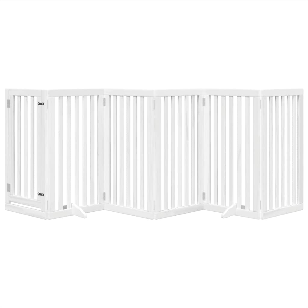 Cancello Cani Porta Pieghevole Bianco 6 Pannelli 300 cm Pioppo — miniatura 3 di 10