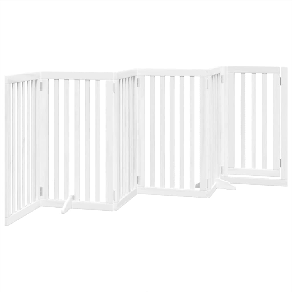 Cancello Cani Porta Pieghevole Bianco 6 Pannelli 300 cm Pioppo — miniatura 5 di 10