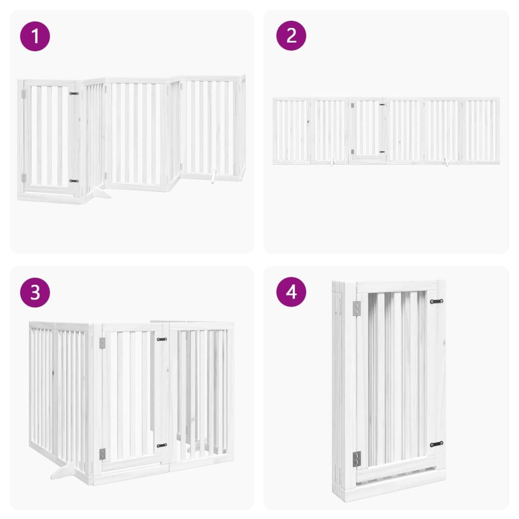 Cancello Cani Porta Pieghevole Bianco 6 Pannelli 300 cm Pioppo — miniatura 6 di 10