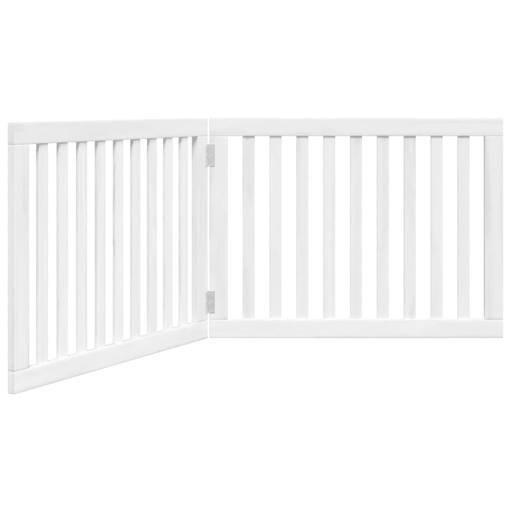 Cancello per Cani Pieghevole 2 Pannelli Bianco 160 cm Pioppo — miniatura 2 di 8