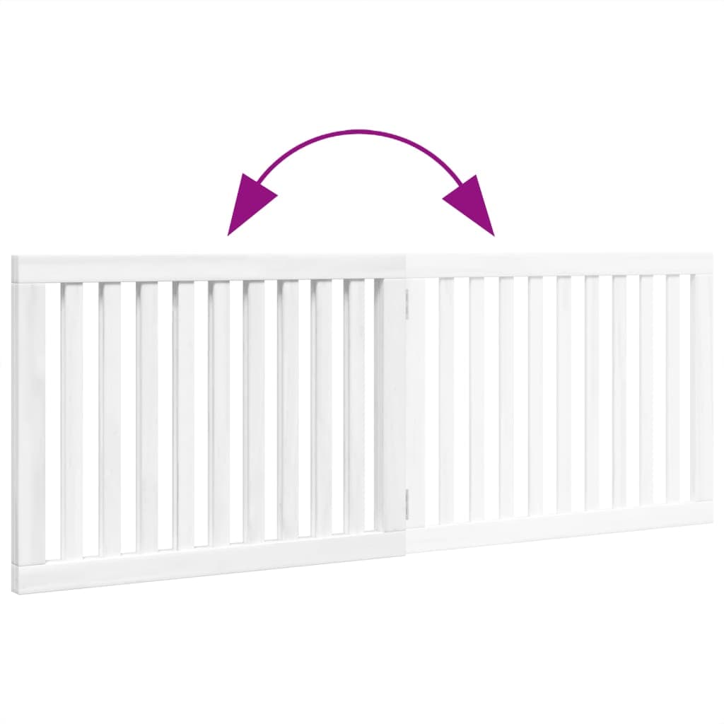 Cancello per Cani Pieghevole 2 Pannelli Bianco 160 cm Pioppo — miniatura 6 di 8