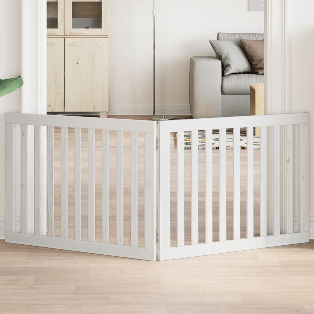 Cancello per Cani Pieghevole 2 Pannelli Bianco 160 cm Pioppo — miniatura 1 di 8