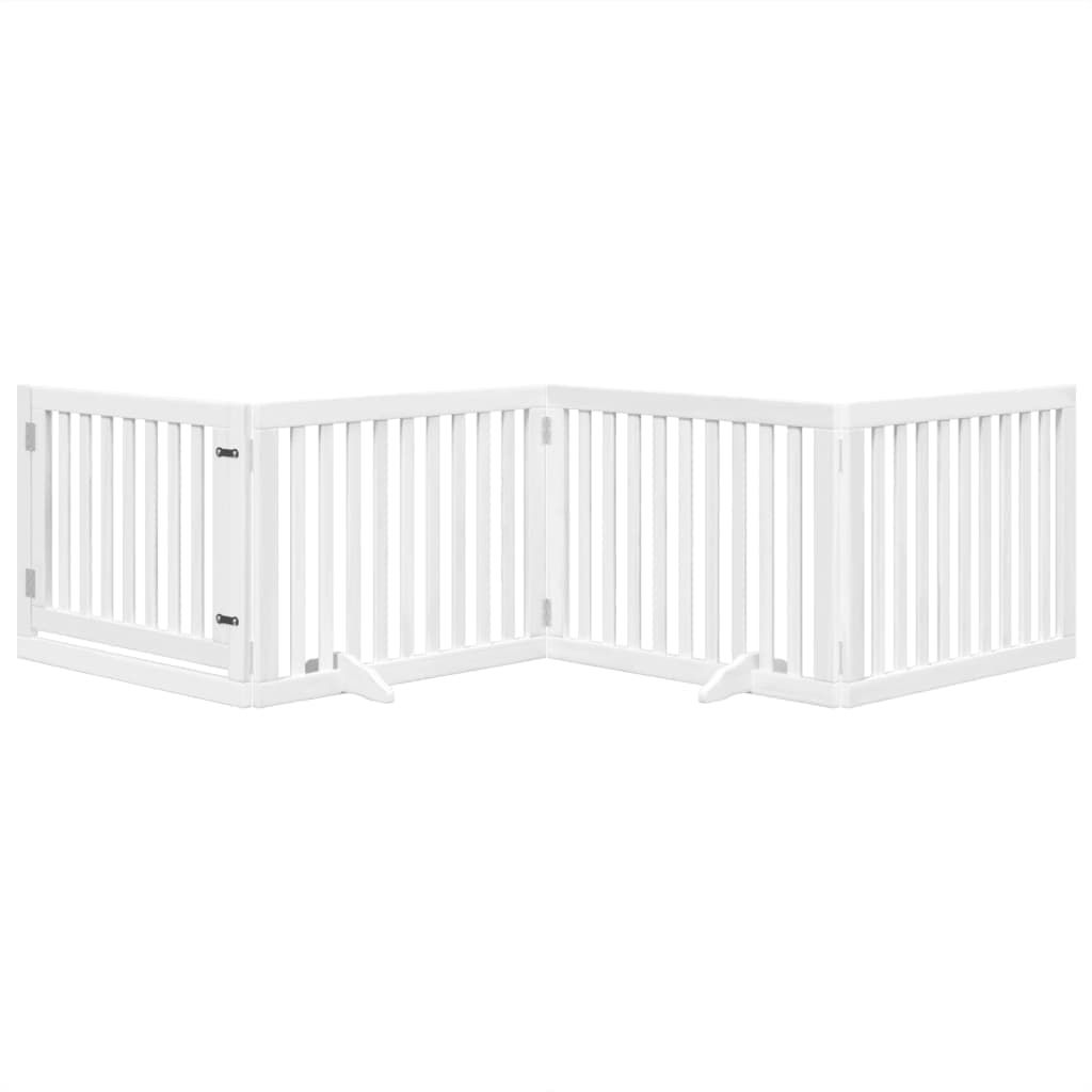 Cancello Cani Porta Pieghevole Bianco 4 Pannelli 320 cm Pioppo — miniatura 3 di 10